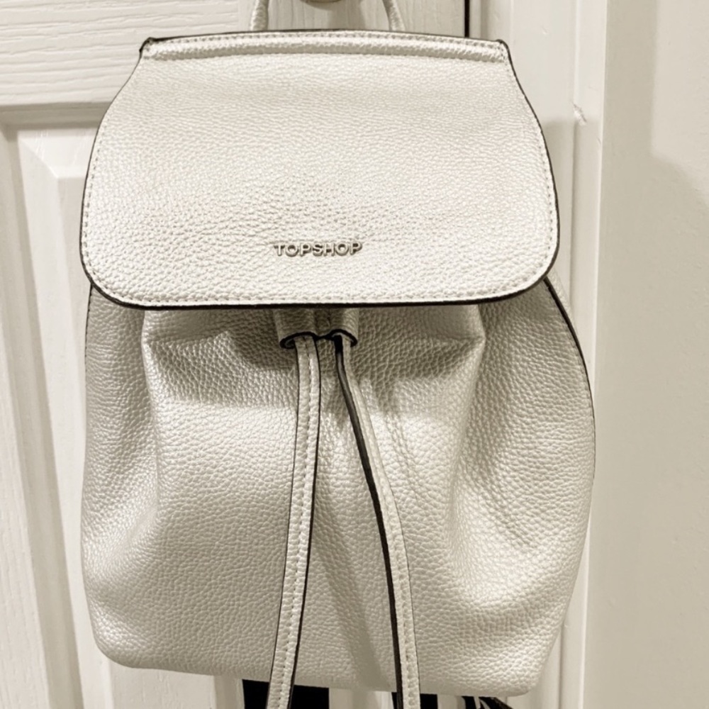 Topshop Silver Metallic Drawstring Backpack